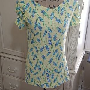 Lilly Pulitzer Yellow and Blue Floral Top